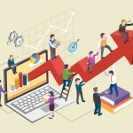 economic growth concept in flat 3d isometric graphic